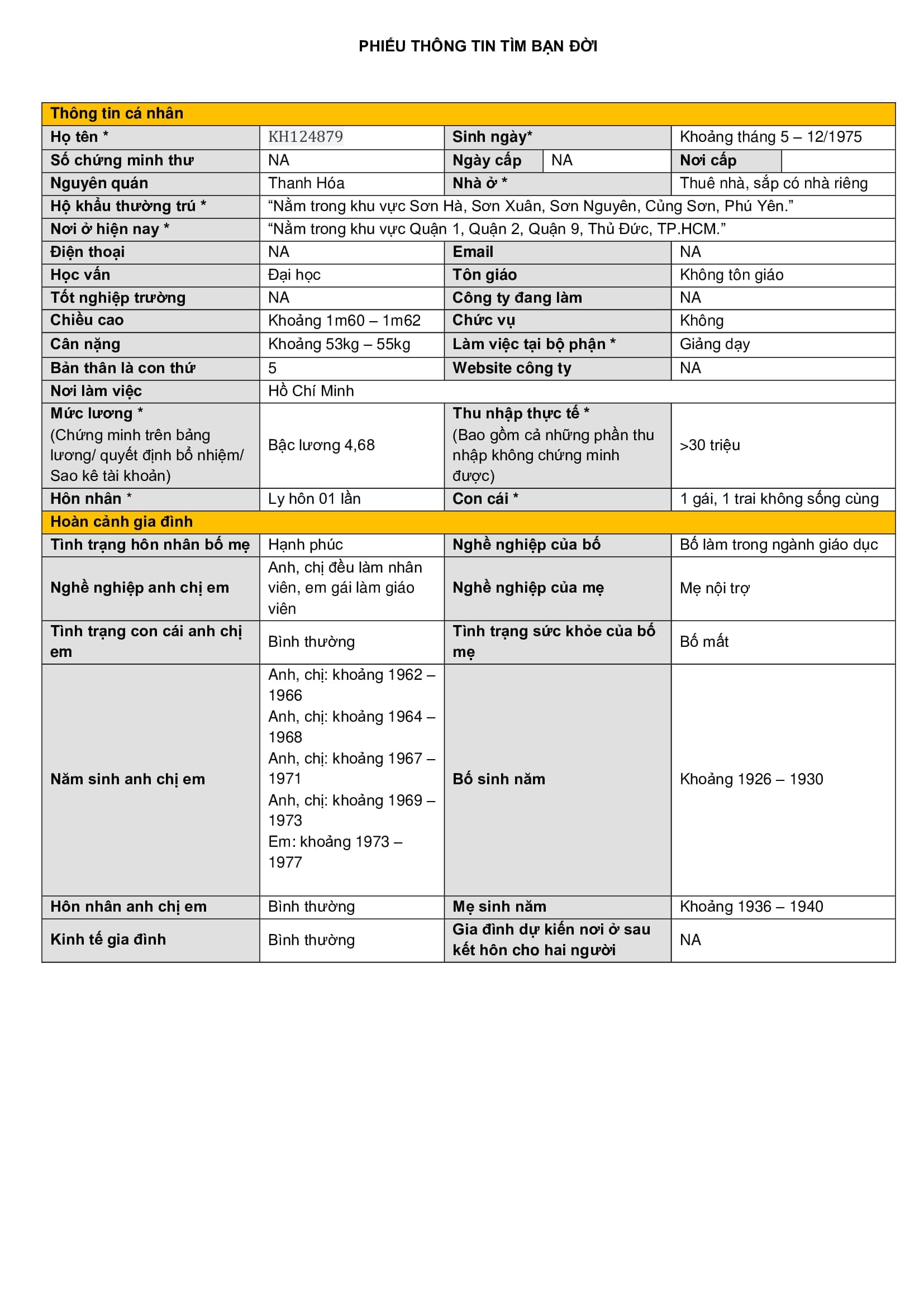 KH124879 | Nữ giới TÌM TÌNH YÊU Hồ Chí Minh, 1975 | M26 - TT43 | 1.500.000 đ, Hẹn hò